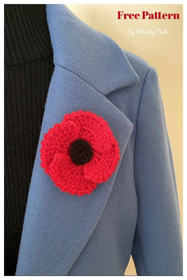 Poppy with Four Petals Free Crochet Pattern