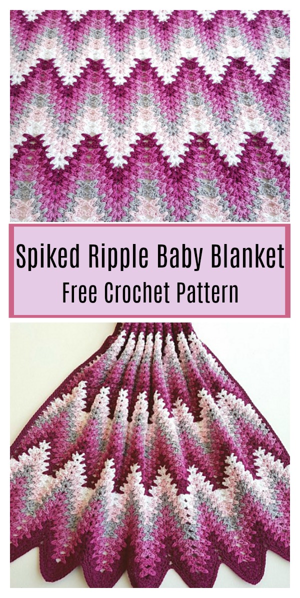Spiked Ripple Baby Blanket Free Crochet Pattern