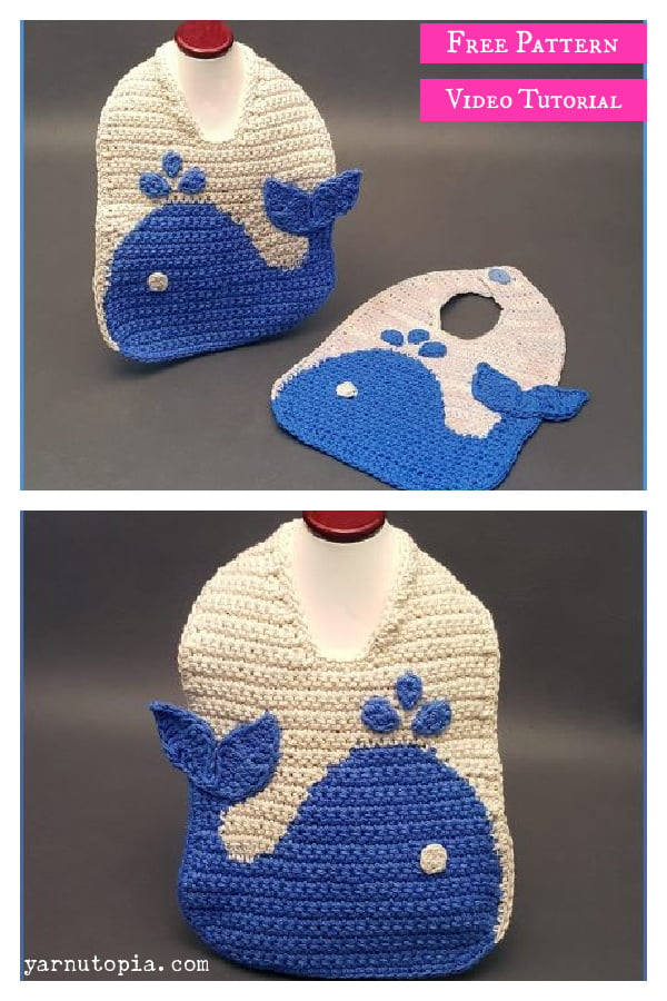 The Blue Whale Bib Free Crochet Pattern and Video Tutorial