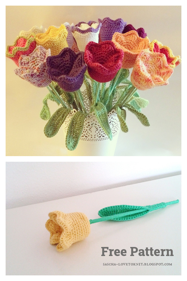 FREE Crochet Tulip Flower Pattern & Crochet a Flower Bouquet