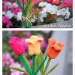 Tulip Flower Free Crochet Pattern and Video Tutorial