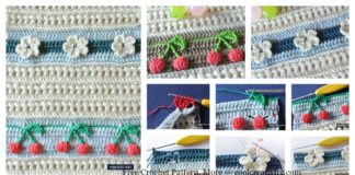 3D Cherries and Flowers Stitch Blanket Free Crochet Pattern