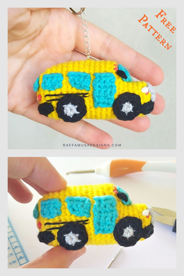 Amigurumi School Bus Keychain Free Crochet Pattern