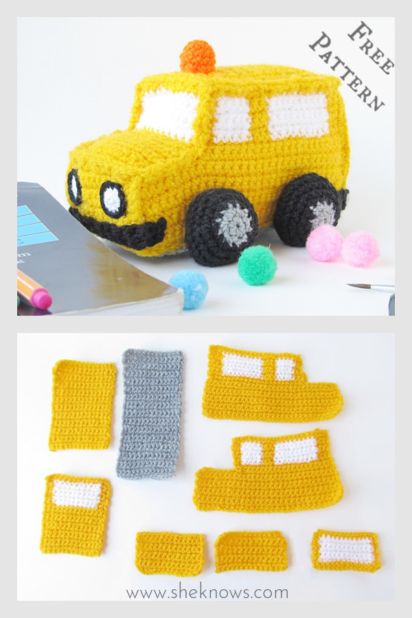 Amigurumi School Bus Soft Toy Free Crochet Pattern 