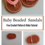 Baby Beaded  Sandals Free Crochet Pattern and Video Tutorial