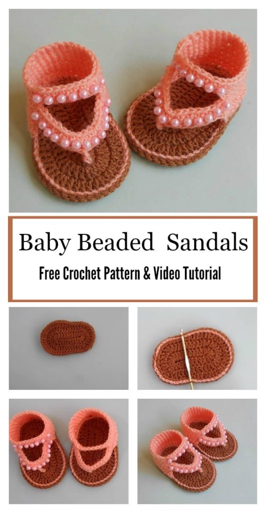 Handmade Crochet Baby Sandals with Pearl Beads