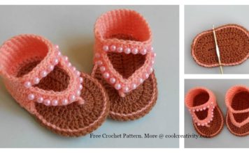 Baby Beaded Sandals Free Crochet Pattern and Video Tutorial