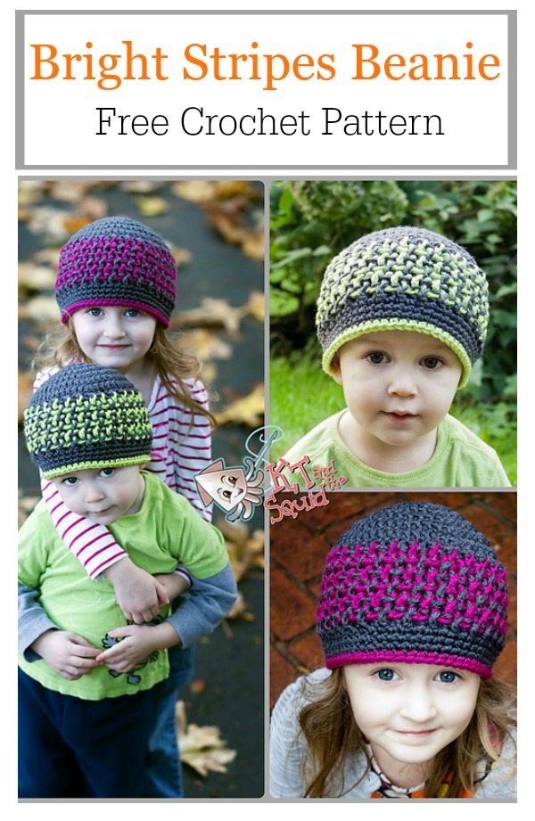 Bright Stripes Beanie Free Crochet Pattern