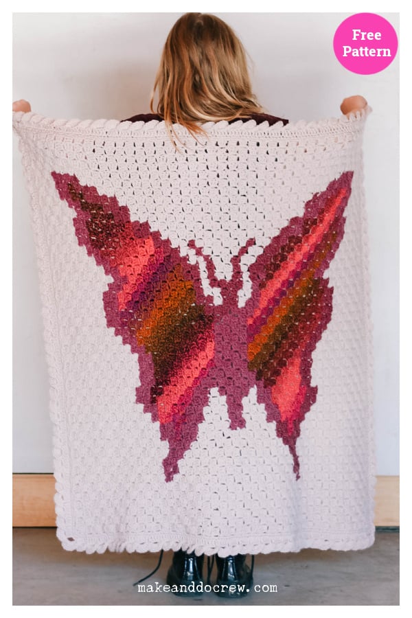 C2C Butterfly Blanket Free Crochet Pattern