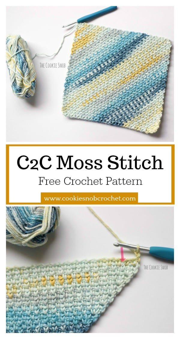 C2C Moss Stitch Free Crochet Pattern 