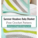 C2C Moss Stitch Summer Meadows Baby Blanket Free Crochet Pattern