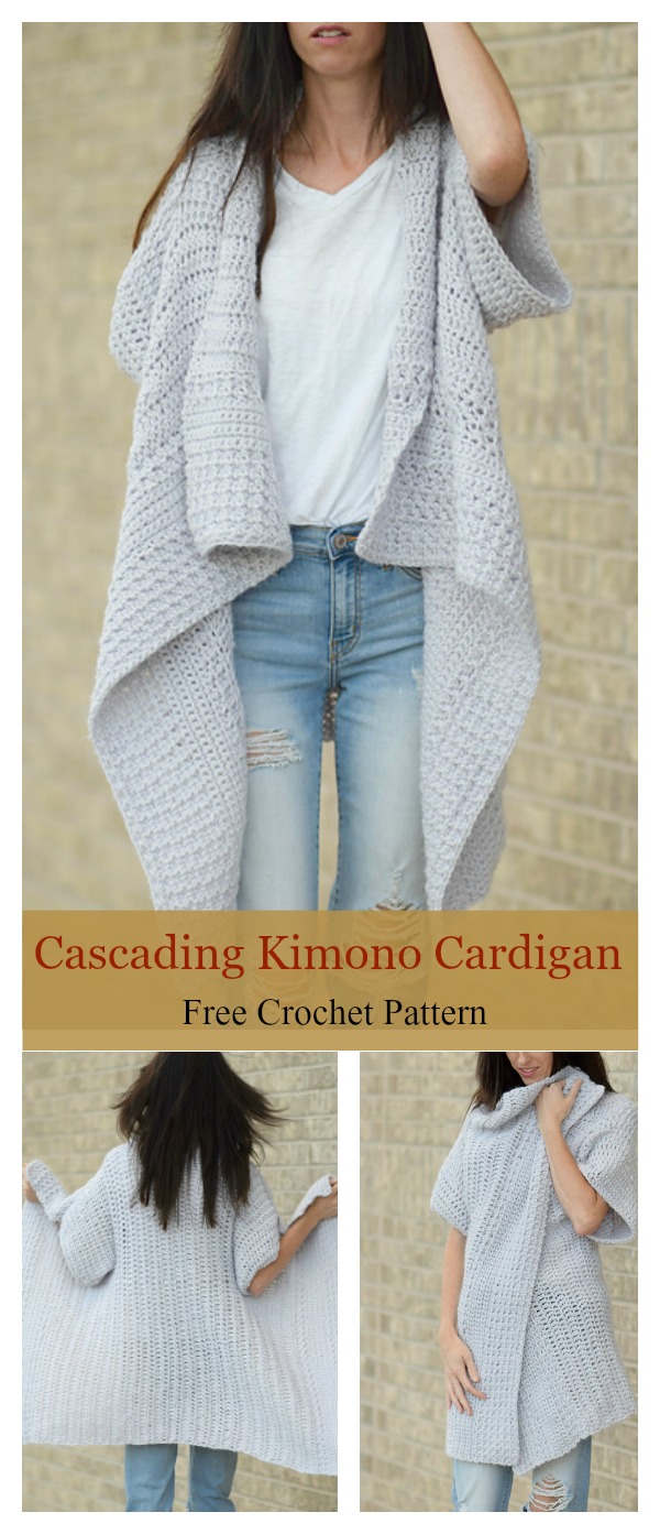 Cascading Kimono Cardigan Free Crochet Pattern 