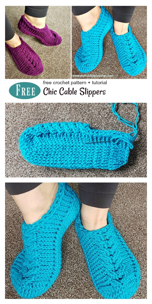 Chic Cable Slippers Free Crochet Pattern 