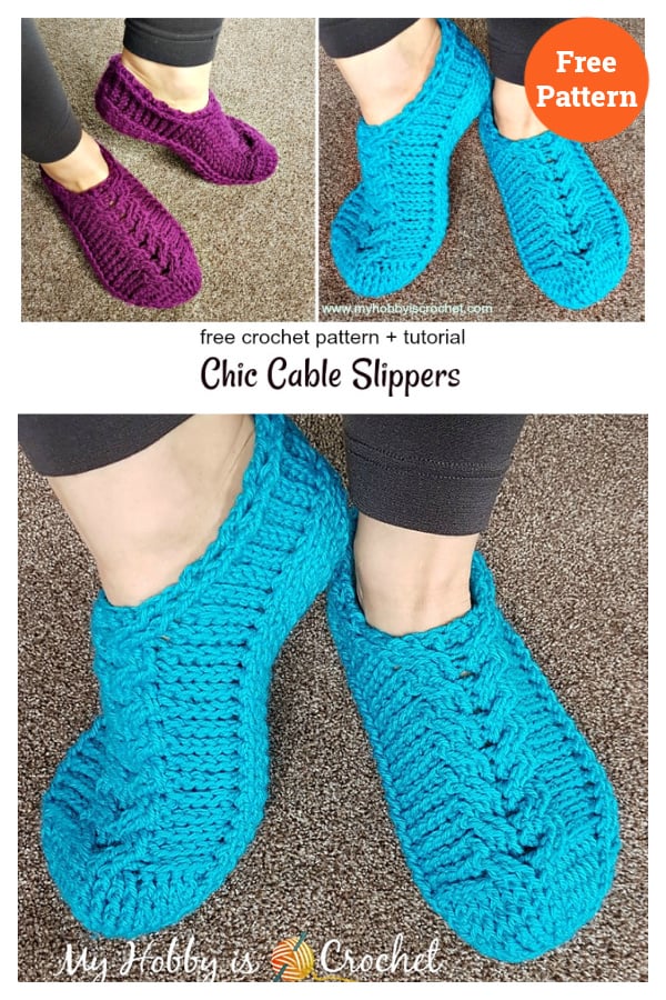 Chic Cable Slippers Free Crochet Pattern