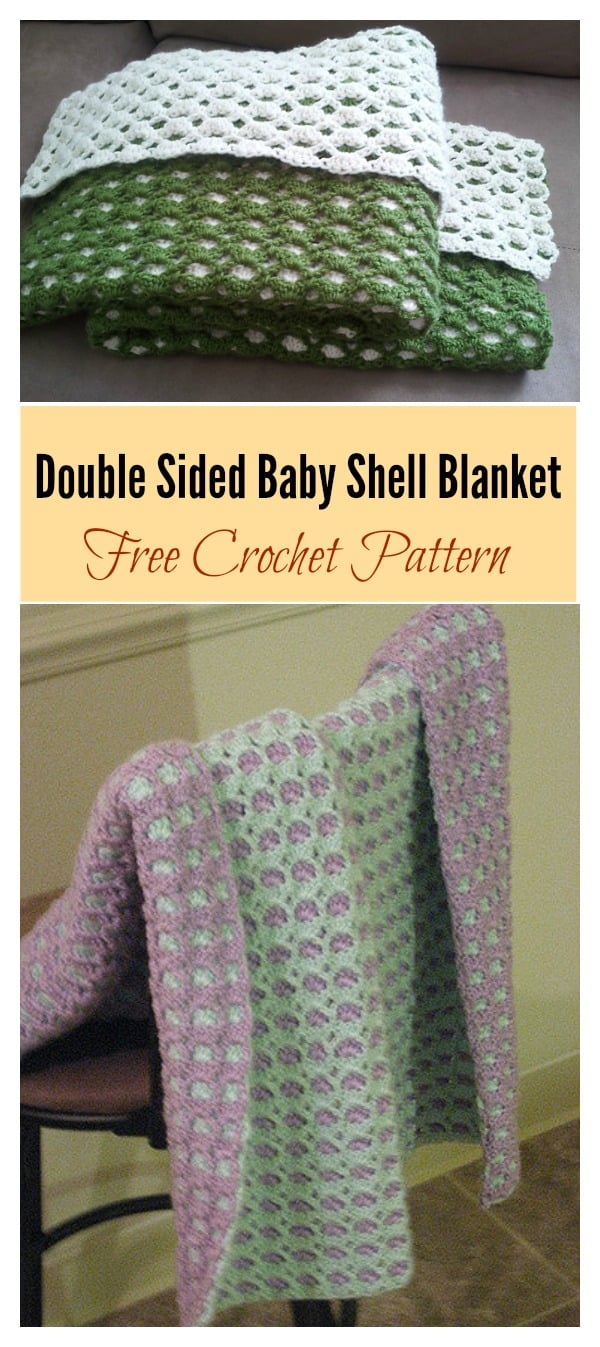 Double Sided Baby Shell Blanket Free Crochet Pattern