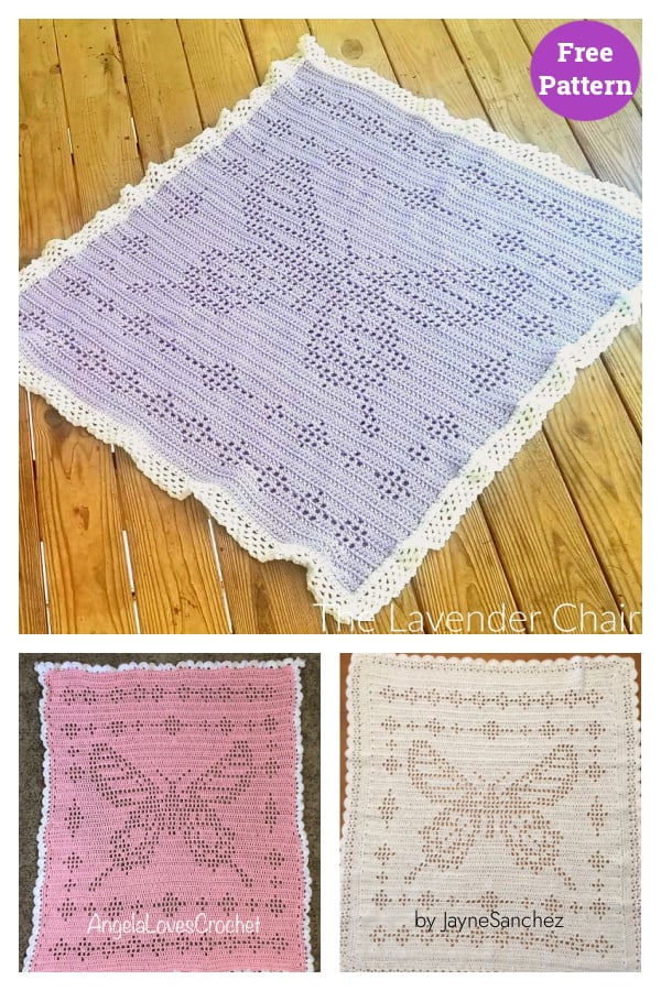 Filet Butterfly Blanket Free Crochet Pattern