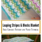 Leaping Stripes and Blocks Blanket Free Crochet Pattern and Video Tutorial
