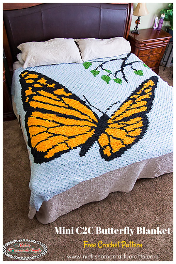 Mini C2C Butterfly Blanket Free Crochet Pattern