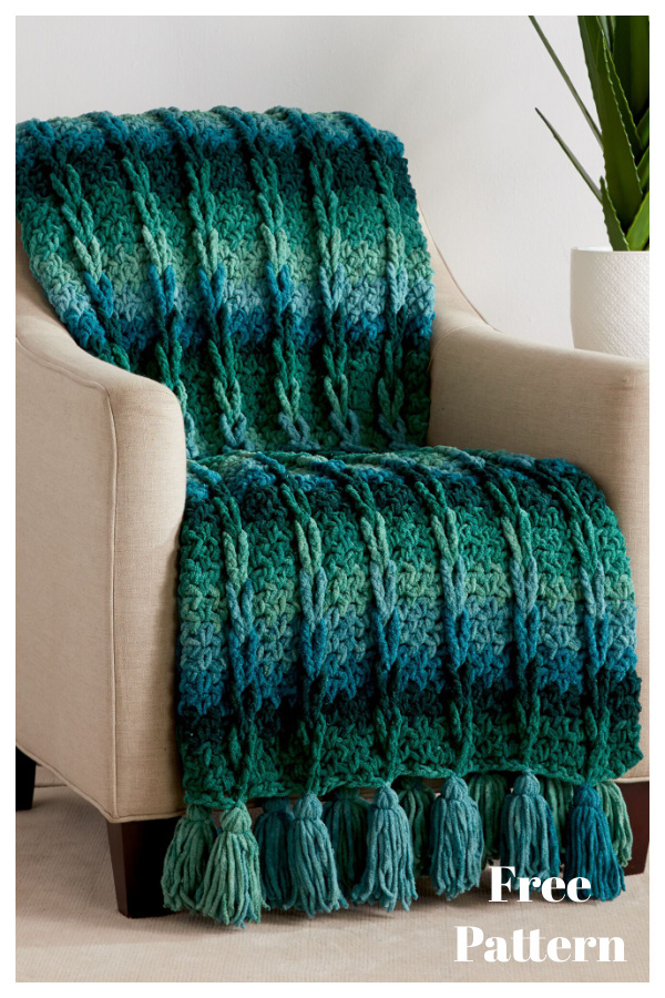 Cable Stitch Pulled Taffy Blanket Free Crochet Pattern