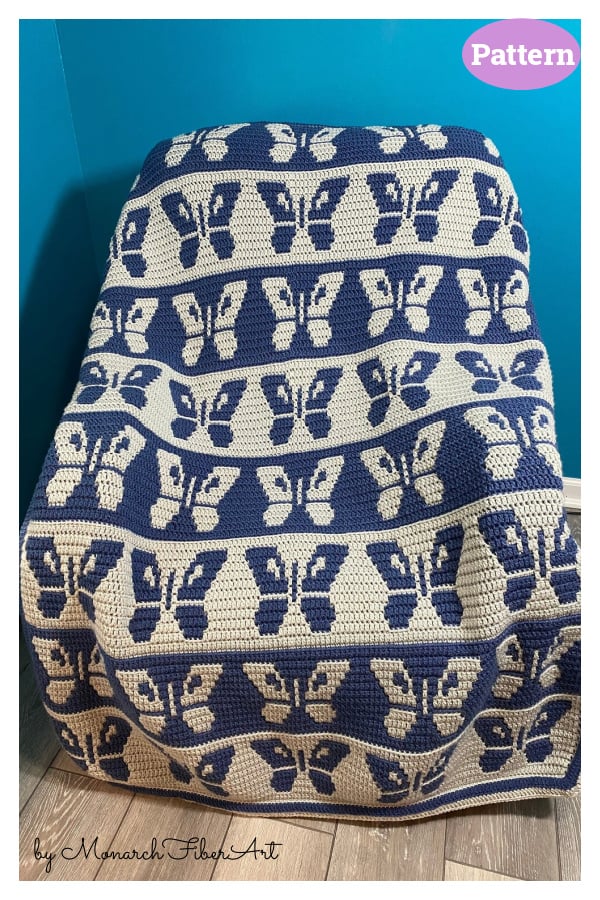 Mosaic Butterfly Blanket Crochet Pattern