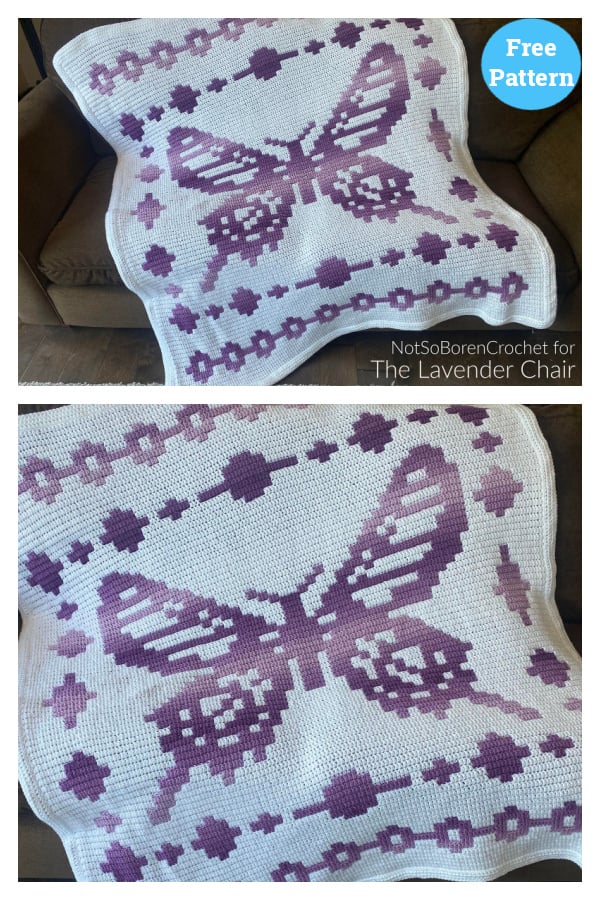 Mosaic Butterfly Blanket Free Crochet Pattern