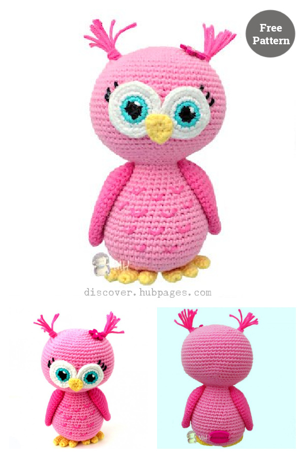 Pink Owl Amigurumi Doll Free Crochet Pattern