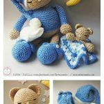 Sleeping Teddy Bear and Lovey  Blanket Free Crochet Pattern