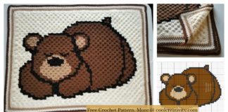 Sleepy Bear C2C Baby Blanket Free Crochet Pattern