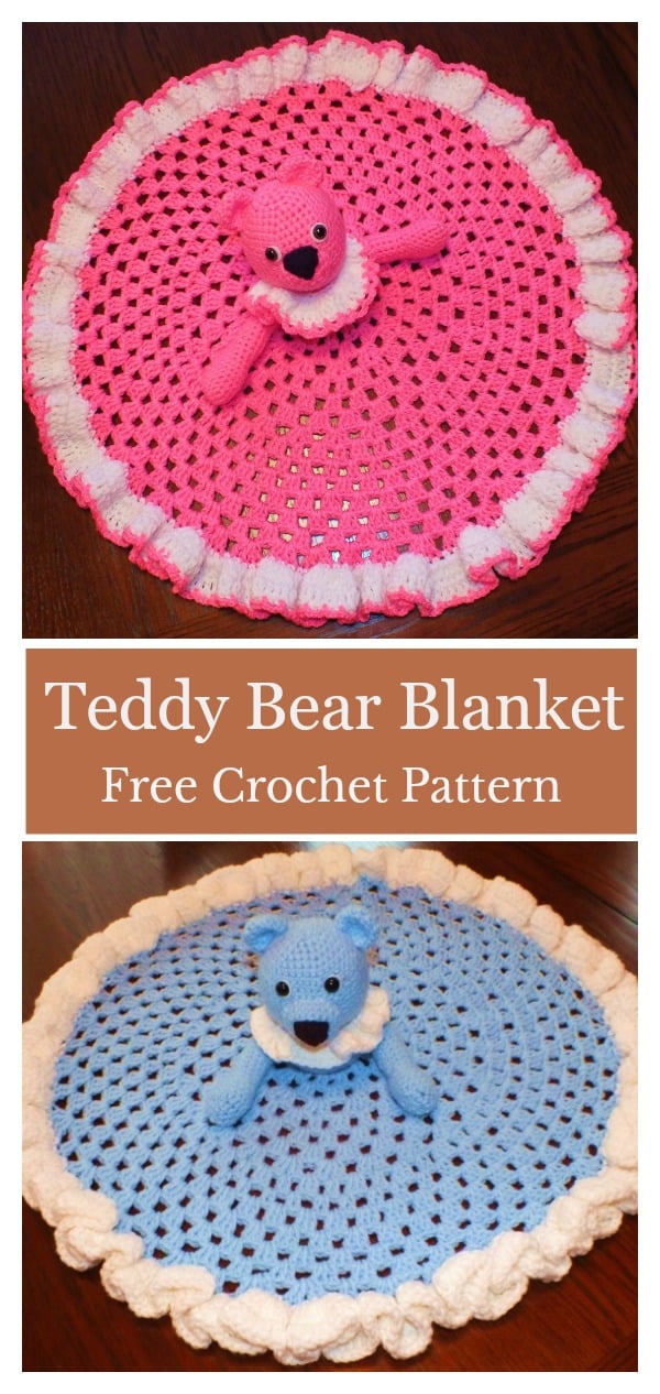 Teddy Bear Granny Circle Security Blanket Free Crochet Pattern