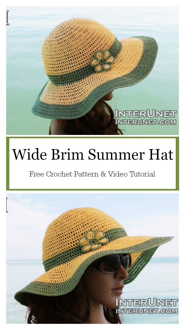 Wide Brim Summer Hat Free Crochet Pattern and Video Tutorial