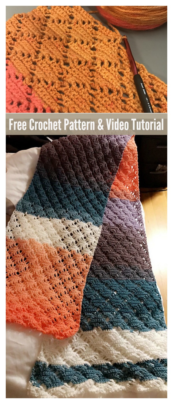 Wrap me in Diamonds Scarf Free Crochet Pattern and Video Tutorial 