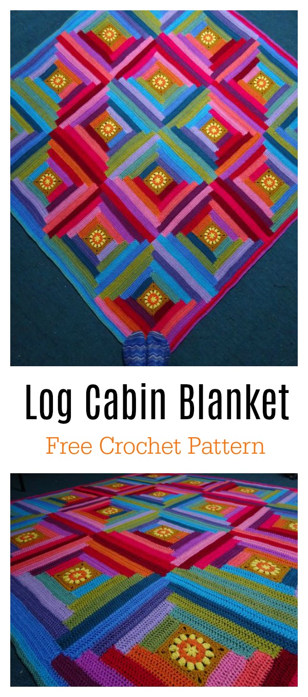 Log Cabin Blanket Free Crochet Pattern
