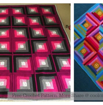 Log Cabin Blanket Free Crochet Pattern