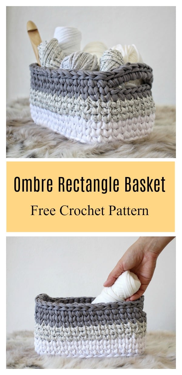 Ombre Rectangle Basket Free Crochet Pattern
