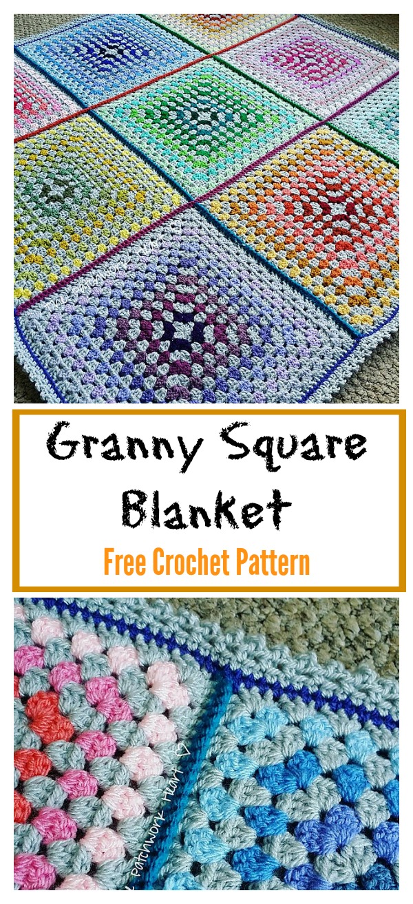 Patchwork Granny Square Blanket Free Crochet Pattern