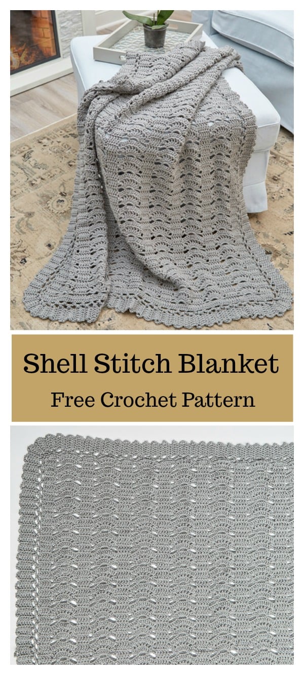 Remembering Bruges Shell Stitch Blanket Free Crochet Pattern