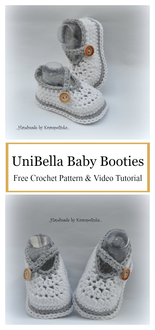 UniBella Baby Booties Free Crochet Pattern and Video Tutorial
