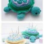 African Flower Turtle Pincushion Free Crochet Pattern