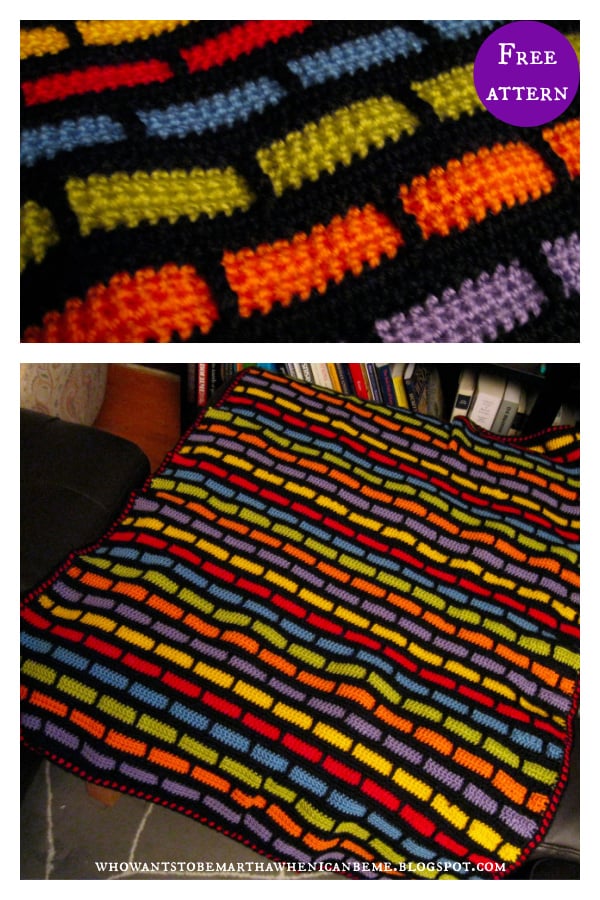 Brick Stitch Afghan Blanket Free Crochet Pattern
