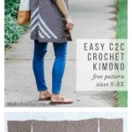 Easy C2C Kimono Sweater Free Crochet Pattern