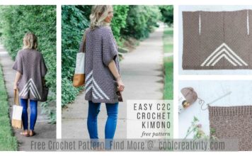 Easy C2C Kimono Sweater Free Crochet Pattern