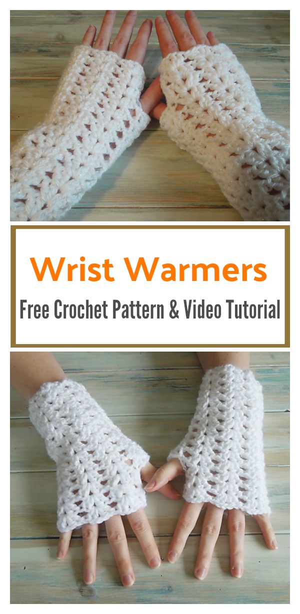 Iris Stitch Finger-less Mitten Wrist Warmers Free Crochet Pattern and Video Tutorial