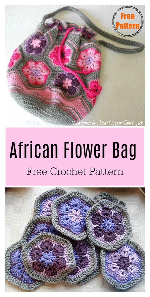 African Flower Motif Bag Free Crochet Pattern - Cool Creativities