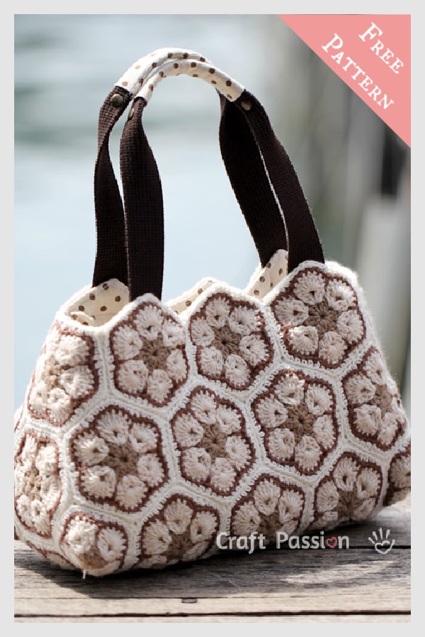 African Flower Motif Bag Free Crochet Pattern 