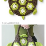 African Flower Motif Sea Turtle Tote Bag Free Crochet Pattern