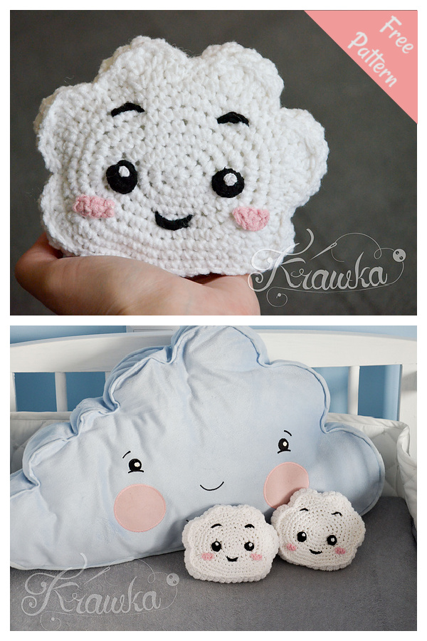 Cute Cloud Mini Pillow Free Crochet Pattern 