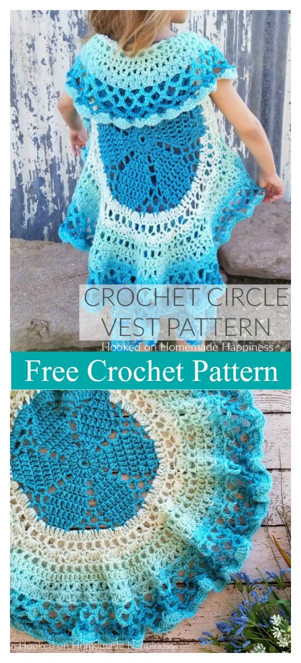 Crochet Flower pockets Child's flower vest and hat. Crochet flower hat Girls Crochet Hippy Vest Jacket & Hat CROCHET PATTERN 2-4 yrs