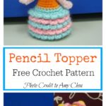 Little Girl with Bun Hair Pencil Topper Free Crochet Pattern