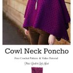 Perfectly Cowl Neck Poncho Free Crochet Pattern and Video Tutorial