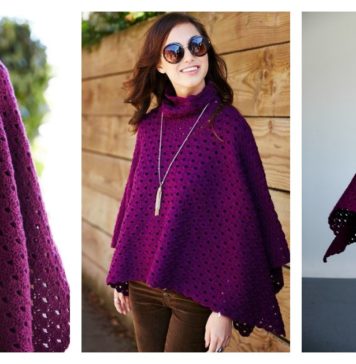 Perfectly Cowl Neck Poncho Free Crochet Pattern and Video Tutorial